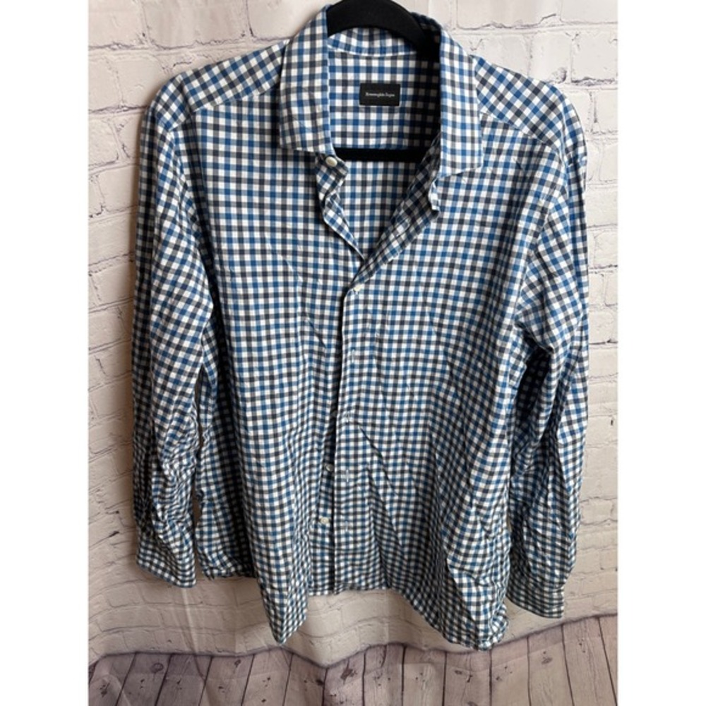 Ermenegildo Zegna Gingham Check Dress Shirt Long Sleeve Button Up